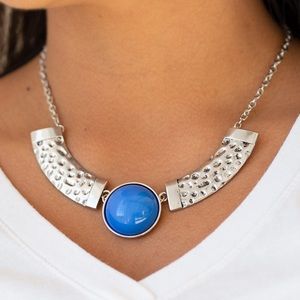 Silver with blue stone necklace